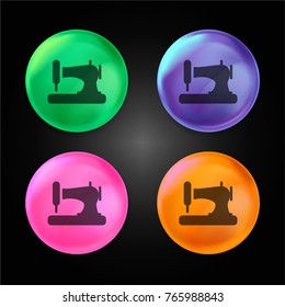 Sewing machine crystal ball design icon in green - blue - pink and orange.