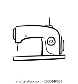 sewing machine doodle icon vector hand drawing 