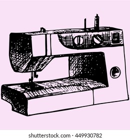 sewing machine doodle style sketch illustration hand drawn vector