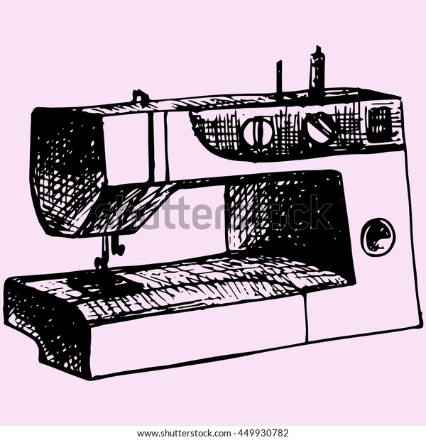 Sewing Machine Doodle Style Sketch Illustration vector de stock (libre