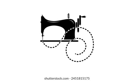 Nähmaschinenemblem, handgefertigt, schwarz isolierte Silhouette