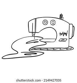 Sewing machine. Fashion designer tool. Vector illustration