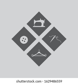 Sewing machine and fast tailoring clothes, logo template. Tailor shop, tailoring craft and textile production, vector design. Fashion and clothes, illustration