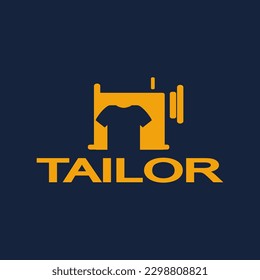 Sewing machine and fast tailoring clothes, logo template. Tailor shop, tailoring craft and textile production, vector design. Fashion and clothes, illustration.vector