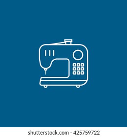 Sewing Machine Flat Icon On Blue Background