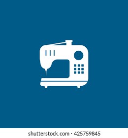 Sewing Machine Flat Icon On Blue Background