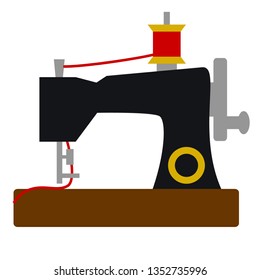 sewing machine flat illustration on white