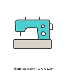 Sewing machine flat line colored icon.
