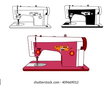 Sewing machine flat vector illustration