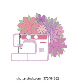 Sewing machine and flowers