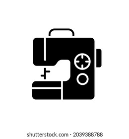 Sewing machine glyph icon. Vector fill black illustration.