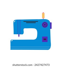 The sewing machine is hand drawn. Equipment for making clothes. Vector illustration.