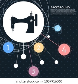 Sewing Machine icon with the background to the point and with infographic style. Vector illustration