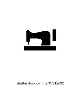 sewing machine Icon in black flat glyph, filled style isolated on white background