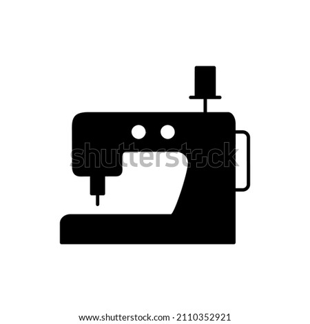sewing machine Icon in black flat glyph, filled style isolated on white background