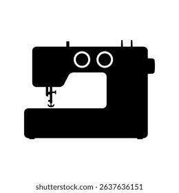 Sewing machine icon. Black silhouette. Front side view. Vector simple flat graphic illustration. Isolated object on white background. Isolate.