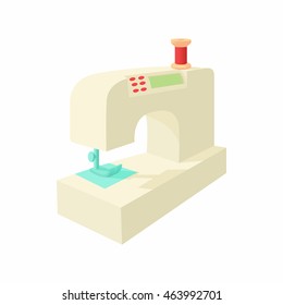 Sewing machine icon in cartoon style isolated on white background. Home appliances symbol