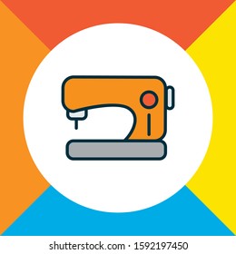 Sewing machine icon colored line symbol. Premium quality isolated knitting machine element in trendy style.