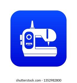 Sewing machine icon digital blue for any design isolated on white vector illustration