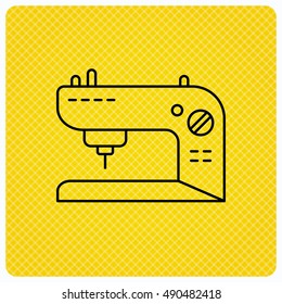 Sewing machine icon. Embroidery sign.