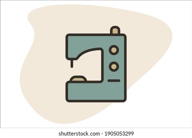 Sewing Machine icon filled line color design Appliance and Furniture Related.