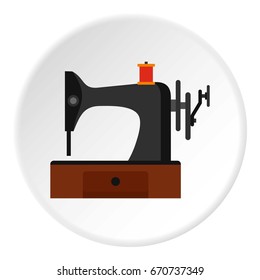 Sewing machine icon in flat circle isolated vector illustration for web