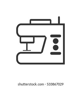 Sewing machine icon flat. Illustration isolated on white background. Vector grey sign symbol