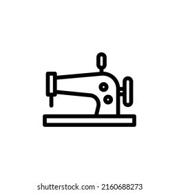 Sewing Machine Icon. Line Art Style Design Isolated On White Background