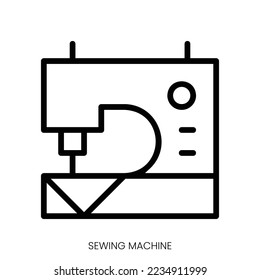 sewing machine icon. Line Art Style Design Isolated On White Background