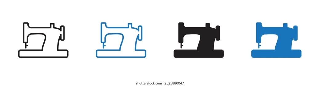 Sewing machine icon linear graphics set vector in black