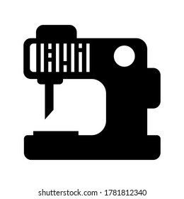 Symbol einer Nähmaschine oder Logo einzeln auf Zeichensymbolen, Vektorgrafik - hochwertige Vektorsymbole in schwarzem Stil
