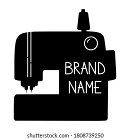 Icono de máquina de coser o logotipo aislado en fondo blanco. Ilustración vectorial para taller de sastre, costura, moda, ropa hecha a mano, diseño web