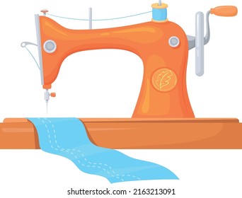 Icono de máquina de coser. Símbolo de dibujos animados de needlework. Hobby hecho a mano aislado en fondo blanco