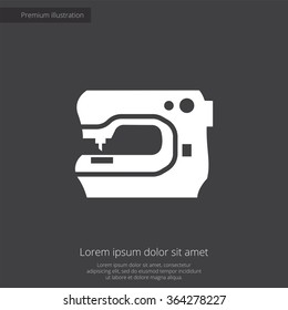 sewing machine icon, on dark background