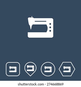 Sewing Machine Icon on Flat UI Colors with Different Shapes. Eps-10.