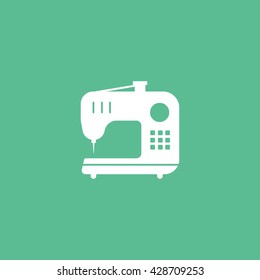 Sewing Machine Icon On Green Background