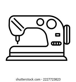 Sewing machine icon on white background. Clothing design instrument. Vector illustration.