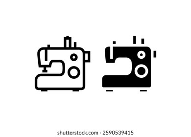 Sewing machine icon outline and filled Vector