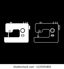 Sewing machine icon outline set white color