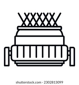 Sewing machine icon outline vector. Thread factory. Cotton textile