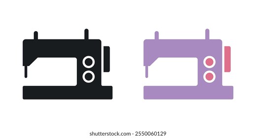 Sewing machine icon set in black and colored version