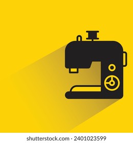 sewing machine icon with shadow on yellow background