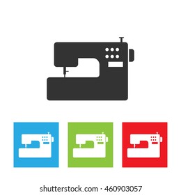 Sewing machine icon. Simple logo of sewing machine on white background. Flat vector illustration.