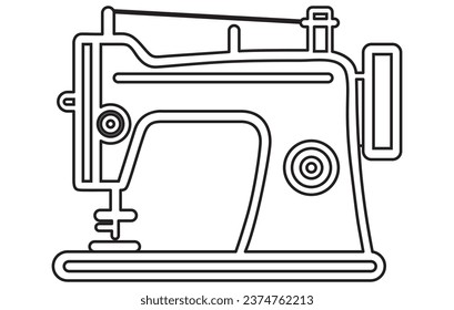 Icono de máquina de coser. Concepto a medida. Esquema del vector
