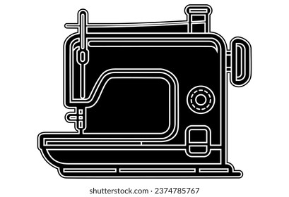 Sewing machine icon. Tailor concept. Vector flat Silhouette
