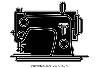 Icono de máquina de coser. Concepto a medida. Silhouette plana vectorial
