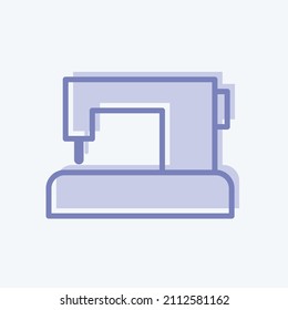 Sewing Machine Icon in trendy two tone style isolated on soft blue background