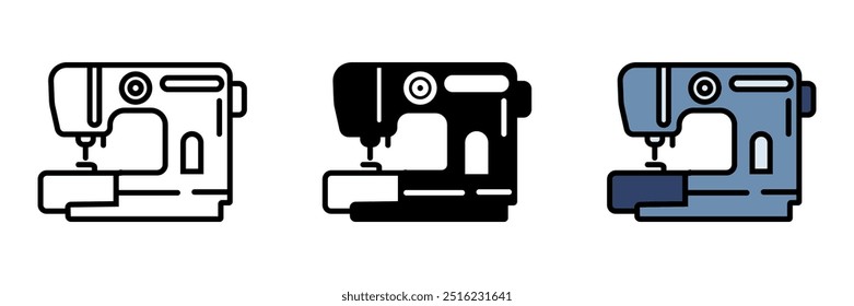 Sewing Machine Icon, A machine used for stitching fabric together, speeding up the process of making clothing, crafts, or textiles.