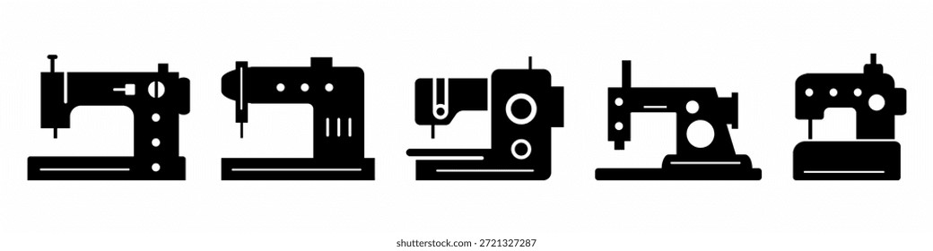 Máquina de coser icono de colección de Vector. Conjunto de diseños de Plantilla de Vector de icono de máquina de coser. Vector de acciones.