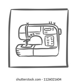 Sewing machine icon vector hand drawn. Isolated illustration. Symbol for website design, mobile application, ui.